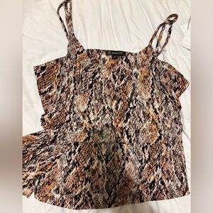 INC International Concepts Pink Tan Black Snake-Print Cami with Double Straps